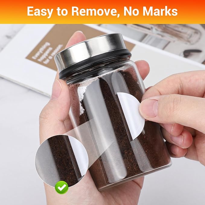Segarty Preprinted Spice Labels, 432 Round Black Printed Pantry Labels and Blank Stickers with 1 Chalk Marker Set, Reusable Write-on Stickers for Spice Jars Rack, Food Containers, Seasoning Bottles