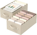 Collapsible Organizer Boxes, Fabric Storage Bins, Cube Baskets for Organizing Home, Office and Closet, Grey and Beige, 2 Pack, 16.1x9.8x6.4in