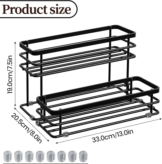 8 Bottle Coffee Syrup Organizer Rack, 2 Tier Coffee Syrup Stand Holder for Coffee Bar, Coffee Syrup Organizer for Countertop, Small Wine Rack for Family, Storage for Syrup, Dressing, Black