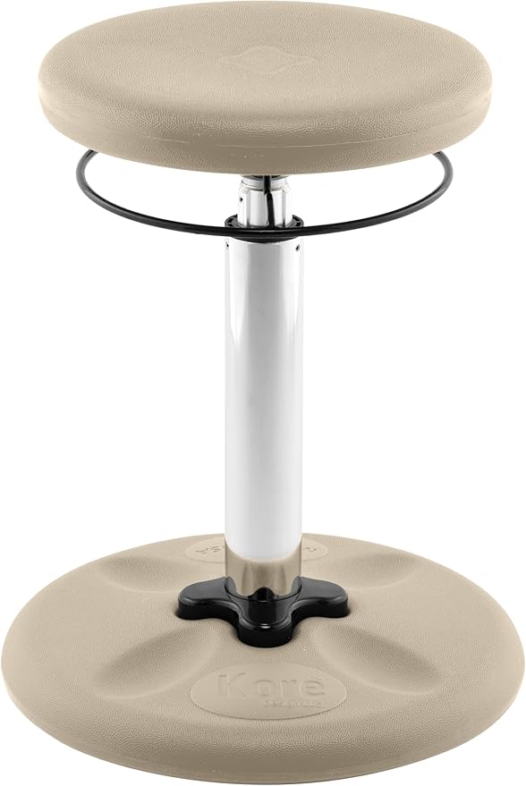 KORE DESIGN Adjustable Wobble Stool Chair, Girls + Boys Kid Desk Stools, Ergonomic Small Office Chairs, Flexible Seating, Active Kids, ADD/ADHD, Classroom, Home, Age 8-12, Tall (16.5-24in) Sand Dollar