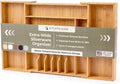 KitchenEdge Premium Silverware, Flatware and Utensil Organizer for Kitchen Drawers, Food-Safe Contract Grade, Expandable from 18 to 33 In, Natural Bamboo