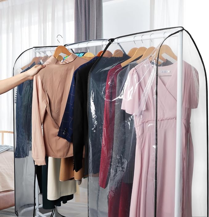 Zilink Clear Garment Rack Cover Transparent Clothes Rack Cover 72 in | Waterproof, Dustproof, Breathable, 2 Durable Zippers, Clear Clothing Rack Cover for Garment Rack (Rack Not Included)