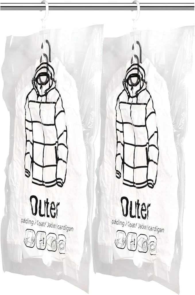 6 Pack Hanging Vacuum Storage Bag,Reusable Space Saver Compressed Bag with Hangers