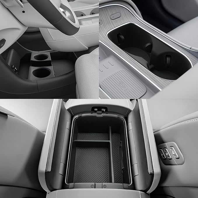 CDEFG 3Pcs for 2026 Hyundai Palisade Center Console Organizer for 2026 Hyundai Palisade Accessories Middle Console & Lower Console Storage Box & Cup Holder(Only for Split Armrest)