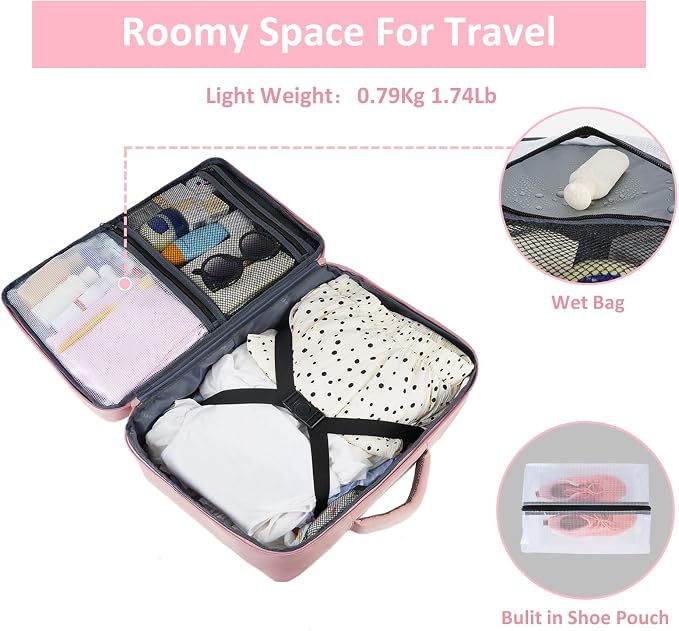 Taygeer Travel Backpack for Women, TSA Carry On Backpack Flight Approved | 15.6inch Laptop Mochila with Water Bottle Pocket & Shoe Pouch, Nurse Bag Casual Daypack for Weekender Business Hiking, Pink