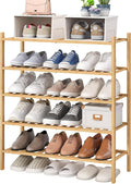 viewcare 5-Tier Bamboo Shoe Rack for Entryway, Stackable | Foldable | Natural, Shoe Organizer for Hallway Closet, Standing Shoe Racks for Indoor Outdoor