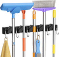 Lifewit Broom and Mop Holder Wall Mount, Non-Slip Cleaning Tool Hanger Organizer with 6 Hooks 5 Slots, Heavy Duty Hanging Broom Utility Rack for Kitchen, Garden, Garage, Laundry, 1 Pack, Black