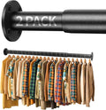 BaiNong Closet Rods for Hanging Clothes Adjustable 17"-30" Black 2 Pack | Heavy Duty Closet Rod for Closet Wardrobes,Walk-in Closet, Laundry RV