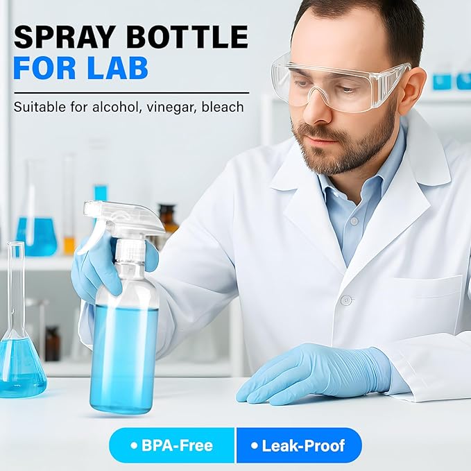 DIYSELF 2 Pack Spray Bottles for Cleaning 16.9 oz/500 ml Empty Spray Bottle | Heavy Duty Plastic Spray Bottles with Nozzle for Screen Printing Hair Pets, Clear Squirt Mist Spray Bottle for Plants