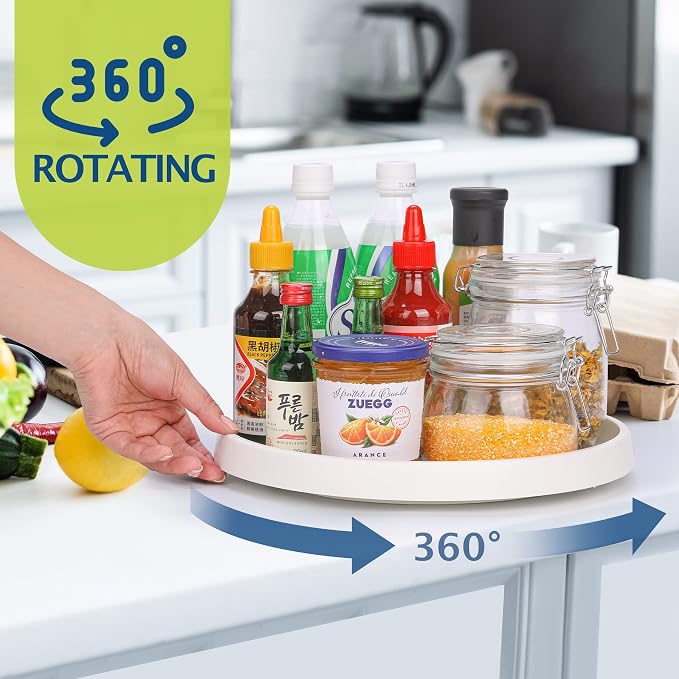 Set of 6, 12 Inch Non-Skid Lazy Susan Turntable, Lazy Susan Organizer for Cabinet, Pantry Organization, Kitchen Storage, Bathroom Sink Cabinet, Refrigerator, Countertop, Spice Rack (6 Pack 12 in)