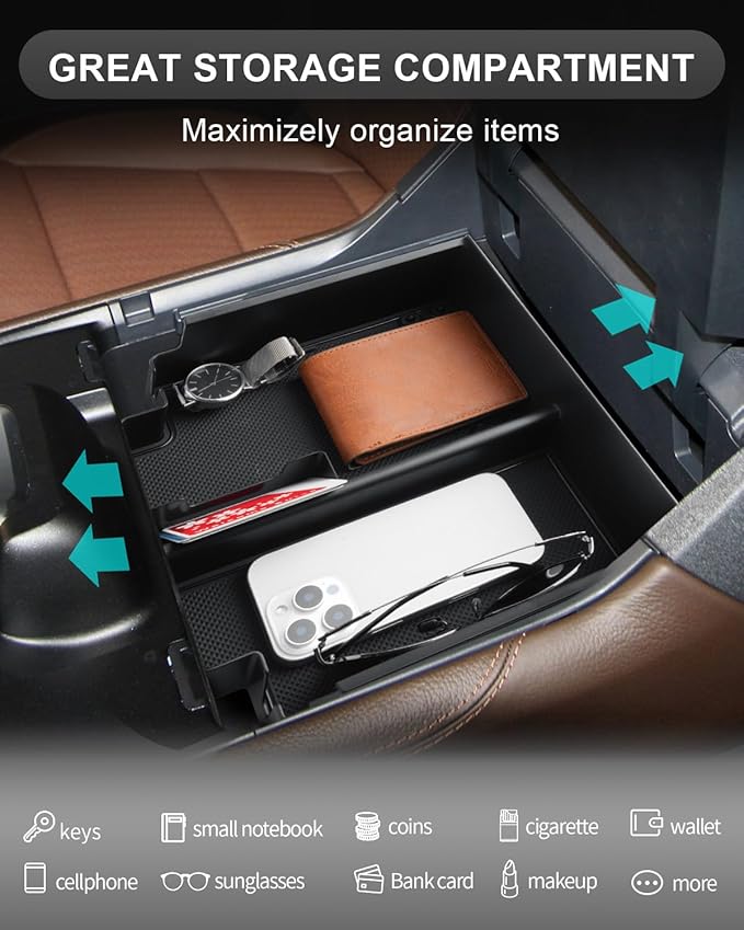CDEFG for 2025 2026 Ford Expedition Center Console Organizer for 2025 2026 Ford Expedition Accessories Middle Console Organizer 2025 2026 Expedition Armrest Storage Box