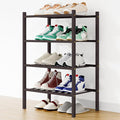 Smiry Small Bamboo Shoe Rack, 4 Tier Free Standing Wooden Shoe Organizer, Stackable Wood Shoe Storage Shelf for Closet, Entryway, 12 Vertical Slats, 2+2 Stack Standard Legs, 17.3"x11"x26", Brown