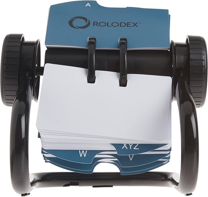Rolodex® Open Metal Single Rotary File 2 1/4" x 4" 500 Cards Black (Pack of 4)