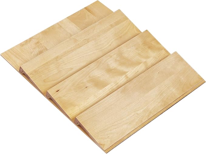 Rev-A-Shelf 3-Tier Wood Trim-to-Custom-Fit Spice Rack Drawer Insert, 16" x 19.75", Maple - Drop-In Seasoning Jars Storage Tray Organizer for Kitchen Cabinet and Pantry Organization, 4SDI-18