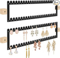 2 Tier Earring Holder Organizer Wall Mounted,2PCS Metal Earring Display Storage with 96 Holes and 92 Grooves Hanging Jewelry Organizer Tree for Stud/Hoop/Dangle Earrings Necklace(Black)