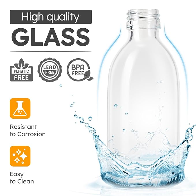 Tecohouse 2 Pack 8.8 OZ Glass Spray Bottles | 250ml Small Spray Bottles for Cleaning Solutions for Essential Oils, Plants, with Durable Nozzle, Labels, Funnel - Clear