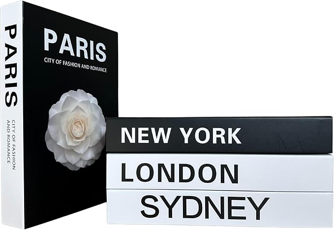 PROBENEX Urban Large | 4 PCS Faux Decorative Books for Home Decor | Not Real Books (Cardboard Boxes) | Coffee Table, Shelf Styling & Modern Aesthetic Accent Pieces for Living Room (L_Urban_Large)