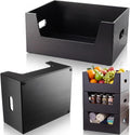 Mifoci Wood Storage Basket with Open Front Stackable Bin Basket and Handles for Pantry Shelves Gift Toys Decorative Rectangular Wooden Baskets for Home Decor (Wood, Black)