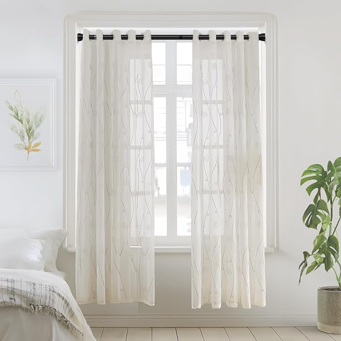 Spring Tension Curtain Rods 28-48 Inch Black 1 Pack | No-drill & tool-free setup. Fits windows, kitchens, doorways. Rust-resistant, great for light curtains.