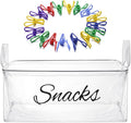 Newtay 17 Pcs Snack Basket Sets, Snack Storage Bin for Pantry Shelves with 16 Pcs 2 Inch Chip Clips, Basket Organizer for Kitchen Home, Chips, Popcorn, Candy, Pretzels (PVC,Clear)