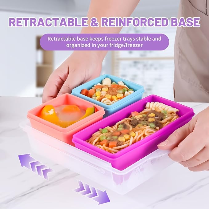 Gemice Silicone Freezer Molds with Lids, 6-Pack 1-Cup & 2-Cup | Oven & Dishwasher Safe, BPA-Free Soup Portion Cubes Trays, Freezer Containers for Food Storage