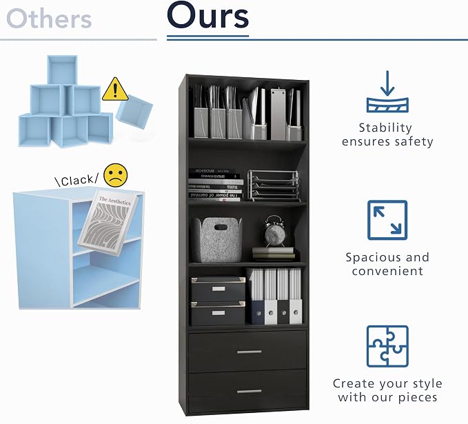 Homes: Inside + Out Apexa 4-Cube Storage Organizer Shelves, Stackable Wood Bookcase Fits Cubby Bins for Organization, Dorm Teen Room Decor & Home Office, White