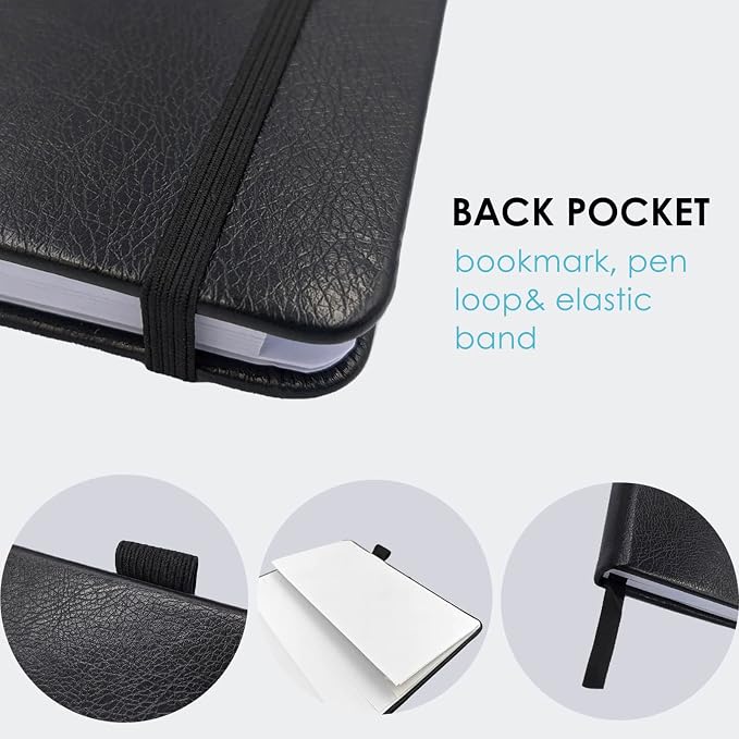 Elegant Password Book with Alphabetical Tabs - Hardcover Password Book for Internet Website Address Login - 5.2" x 7.6" Password Keeper and Organizer w/Notes Section & Back Pocket (Black)