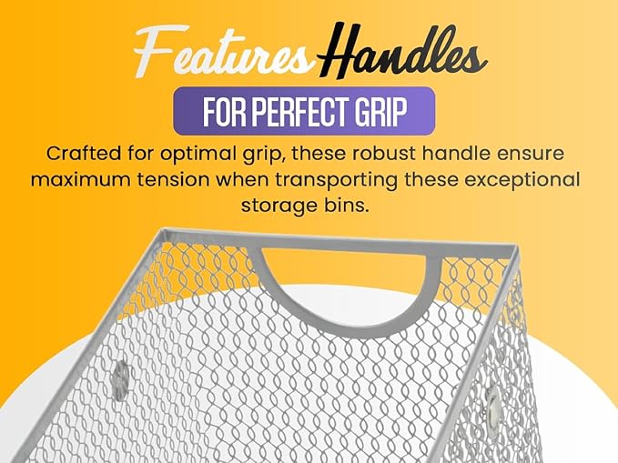 YBM Home Kitchen Pantry Organizer Wire Basket for Shelves, Cabinets, Pantry, Countertop, Mesh Open Storage Bin Metal Basket for Organizing Food Supplies 10” x 9” x 6”, Pack of 2, Silver