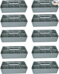 -Bulk Large Portable Caddy DIY Dividers, 8 Compartments, School Office,Portable Basket with Handle Storage Organizer Modern Made in USA (10 PACK, Orion Gray)