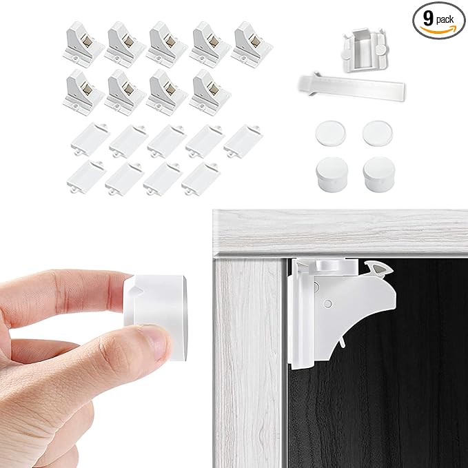 Vmaisi Baby Proofing Magnetic Cabinet Locks (9 Locks and 2 Keys)
