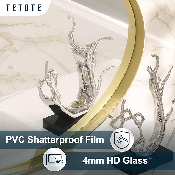 TETOTE Gold Oval Bathroom Mirror, 24 x 36 Brushed Brass Framed Wall Mounted Mirror for Vanity, Modern Decorative Shatterproof Oval Wall Mirrors for Entryway, Living Room, Bedroom