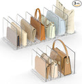 SortNStore Bag & Purse Organizer for Closet: Adjustable Clear Handbag Storage Shelf - Plastic Clutch Dividers for Closet Organizers and Storage - Keep Carteras & Pocketbook Upright 3 Pack - 11Dividers