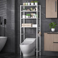 KMwisde 4 Tier Over The Toilet Storage, Bathroom Organizer Shelves with Adjustable Height, Above Toilet Storage Cabinet with Freestanding Rack, White