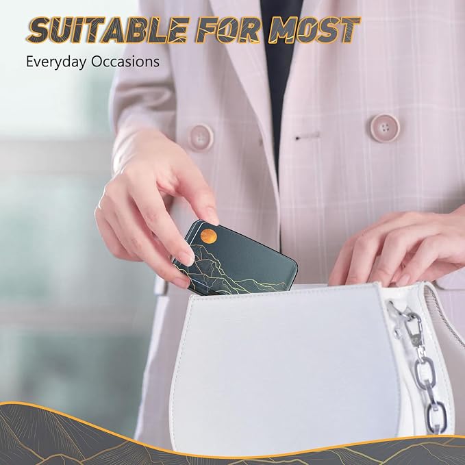 Credit Card Holder, Mini RFID Small Aluminum Card Wallet Business Card Case | Blocking Slim Metal RFID Blocking Front Pocket Wallet Hard Case Durable CC Holder for Men Boy, Cool Abstract Mountain