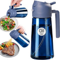 YARRAMATE 16oz/470ml Light-Blocking Dark Oil Sprayer for Cooking, 2 in 1 Olive Oil Dispenser Bottle for Kitchen, Premium Blue Glass Oil Bottle, Food-Grade Oil Mister for Air Fryer, BBQ (Navy)