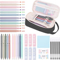 SKYDUE Cute School Supplies 38 PCS, Pencil Case with 12 Pastel Highlighters, 5 Black Gel Pens, Mechanical Pencils, College Essentials Students Stationary Set Black