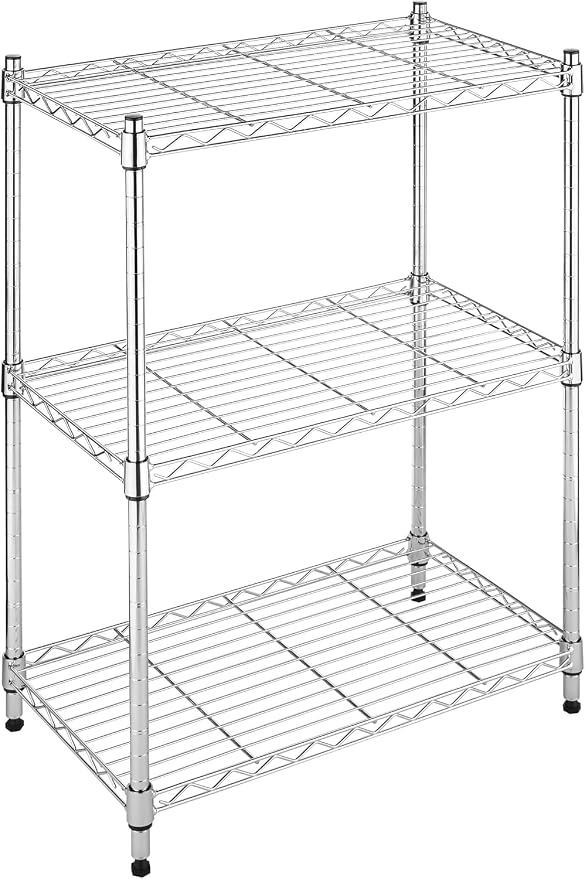 Xcity Storage Shelves, 3 Tier Heavy Duty Metal Shelving Unit, 1050 LBS Adjustable Steel Wire Shelf for Commercial, Pantry, Kitchen, Garage, 12" D x 18" W x 30" H, Chrome