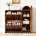 Arched Cabinet with Doors-Shoe Cabinet,Hidden Shoe Rack,Shoe Stand for Entryway Compact Shoe Storage in Walnut Finishes,Mid-Century Style for Entryway