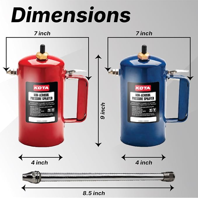 LAUCO Non Aerosol Pressure Sprayer - Refillable Pressurized Sprayer Bottle for Oil, Solvent, Degreasers, Lubricants - Rechargeable Steel Canister with Brass Nozzles, 32oz 69532