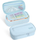 SUNEE Cute Pencil Case, Large Capacity Pencil Pouch, Big Storage Organizer for Stationery, Zipper Pen Bag,Back to School Supplies,Office Water-Repellent Nylon Pencil Bag for Teen Girls Boys,Light Blue