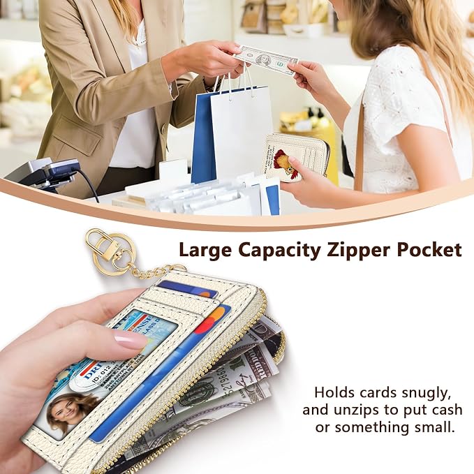 GIANCOMICS Slim Wallet Credit Card Holder Women, Funny Chicken Rfid Blocking Small Card Case, Keychain Thin Pocket Curved Zipper Wallet, Travel Card Holder PU Leather ID Window, Ladies Female Gifts