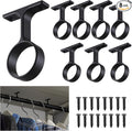 LEIFIDE 8 Pcs 1 5/16 Inch Diameter Round Wardrobe Closet Rod Suspended Center Support with Installation Screws Curtain Closet Rod Ceiling Mount Bracket for Home Wardrobe (Black)