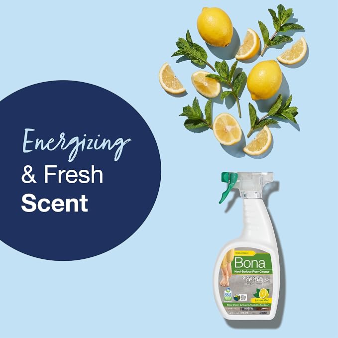 Bona Multi-Surface Floor Cleaner Spray - 32 fl oz - Lemon Mint Scent - Refillable - Residue-Free Floor Cleaning Solution for Stone, Tile, Laminate, and Vinyl Floors