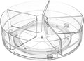 Home Intuition Round Plastic Lazy Susan Turntable Food Storage Container for Kitchen (5 Removable Bin, 2 Pack)