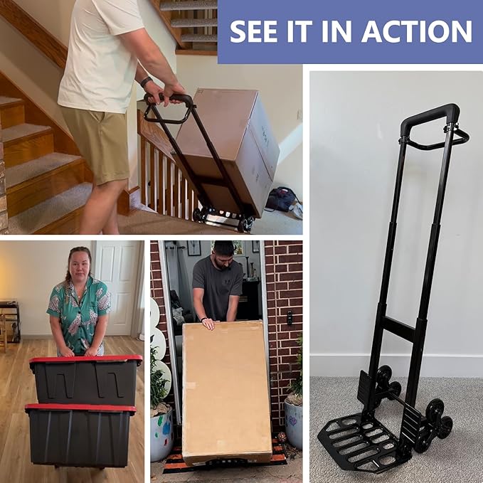 KEDSUM 460 LBS Stair Climbing Dolly, Folding Dolly Cart with Wheels for Stairs, Telescoping Handle & 100% Thickened Steel Stair Climbing Cart for Warehouses, Homes, and Offices, Height 49.2 inch