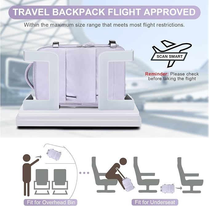 coofay Travel Backpack Carry on Flight Approved Mochila De Viaje Personal Item Travel Bag Large Backpack for Travel Backpacks for Men Women Carry on Backpack for Airplanes 18x14x8 Inches Travel Bag