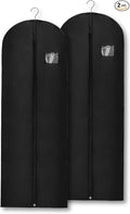 2-Pack Breathable Garment Bags for Hanging Clothes – Dust-Proof Suit & Dress Covers with Clear Window – Waterproof, Foldable Closet Storage Organizer for Coats, Gowns, and Jackets (Black, 65")