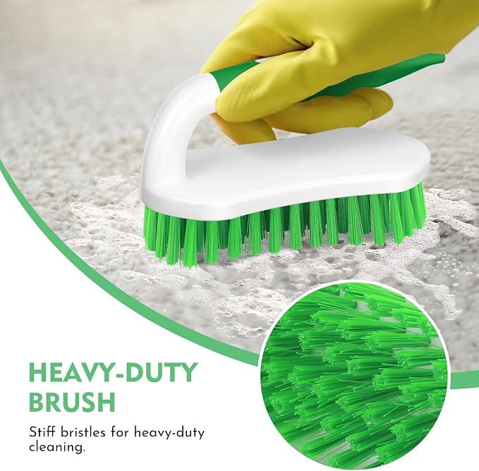 SetSail Scrub Brush, Heavy-Duty Scrub Brushes for Cleaning, Green 4 Pack | Heavy-Duty Scrub Brushes for Cleaning Shower, Bathroom, Carpet, Kitchen and Bathtub Scrubber - 4 Pack