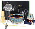 7-Pcs Matcha Whisk Set, Ceramic Matcha Set, Includes Matcha Bowl, Matcha Whisk, Chasen Holder, Bamboo Scoop, Scoop Rest, Stainless Sifter, Tea Towel, Matcha Kit for Matcha Tea Ceremony