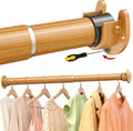 17 to 84 Inch Closet Rods for Hanging Clothes with Screwdriver, Stepless Adjustable Closet Rod Heavy Duty, 1.3 Inch Clothes Hanging Rod Metal Closets Pole Bar for Wardrobes Laundry Bathroom RV Natural